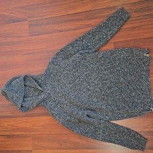 Zara Kids Gray Hooded Knit Sweater Side Zipper Size 11–12